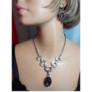 Smoky Topaz and silver Necklace and Earrings